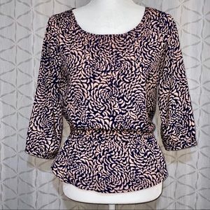 I LOVE H81 Patterned Peplum Top